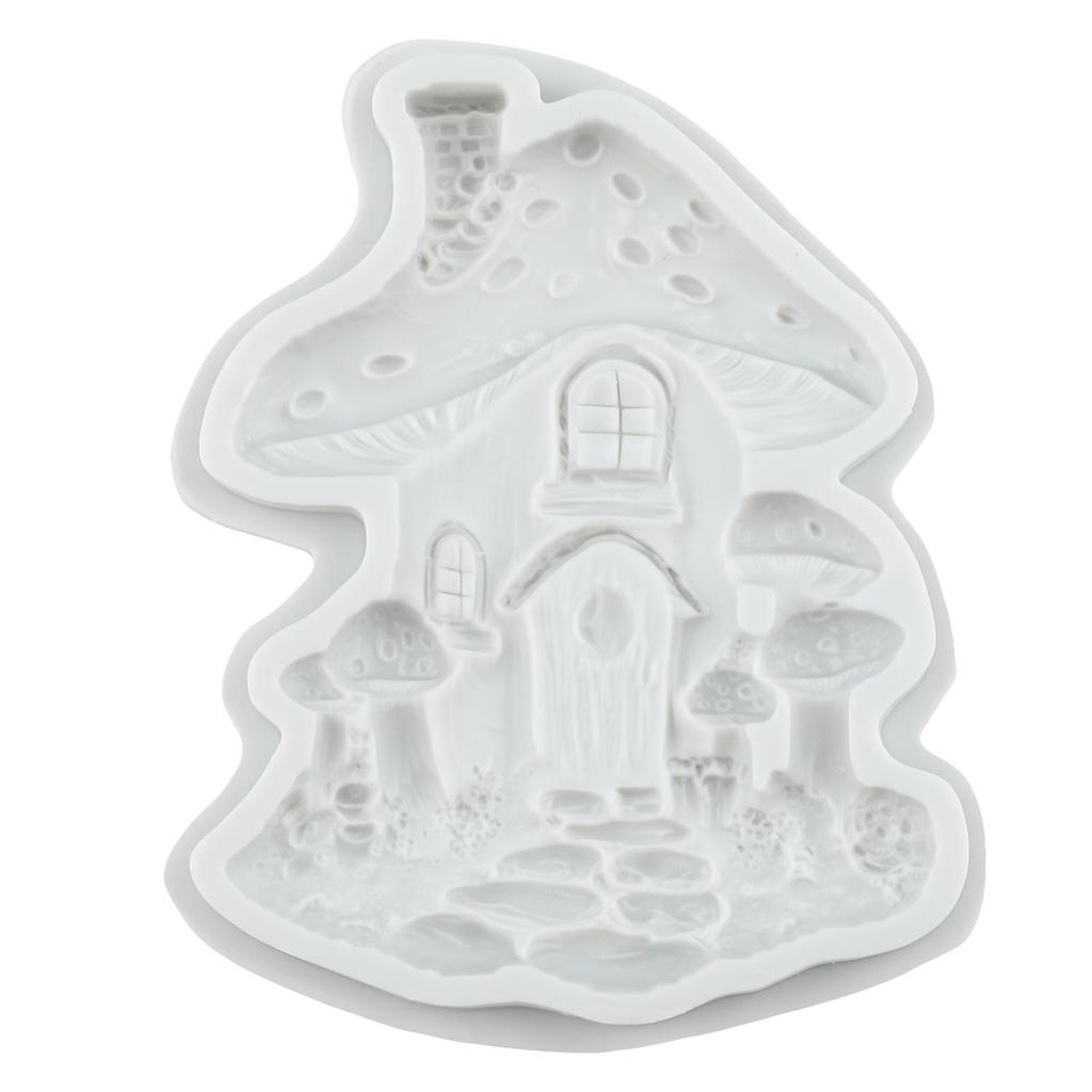 Mushroom House Silicone Molds Fairy Mushroom House Fondant Mold Cake Decorating Tools Cupcake Topper Chocolate Candy Craft Gum Paste Polymer Clay