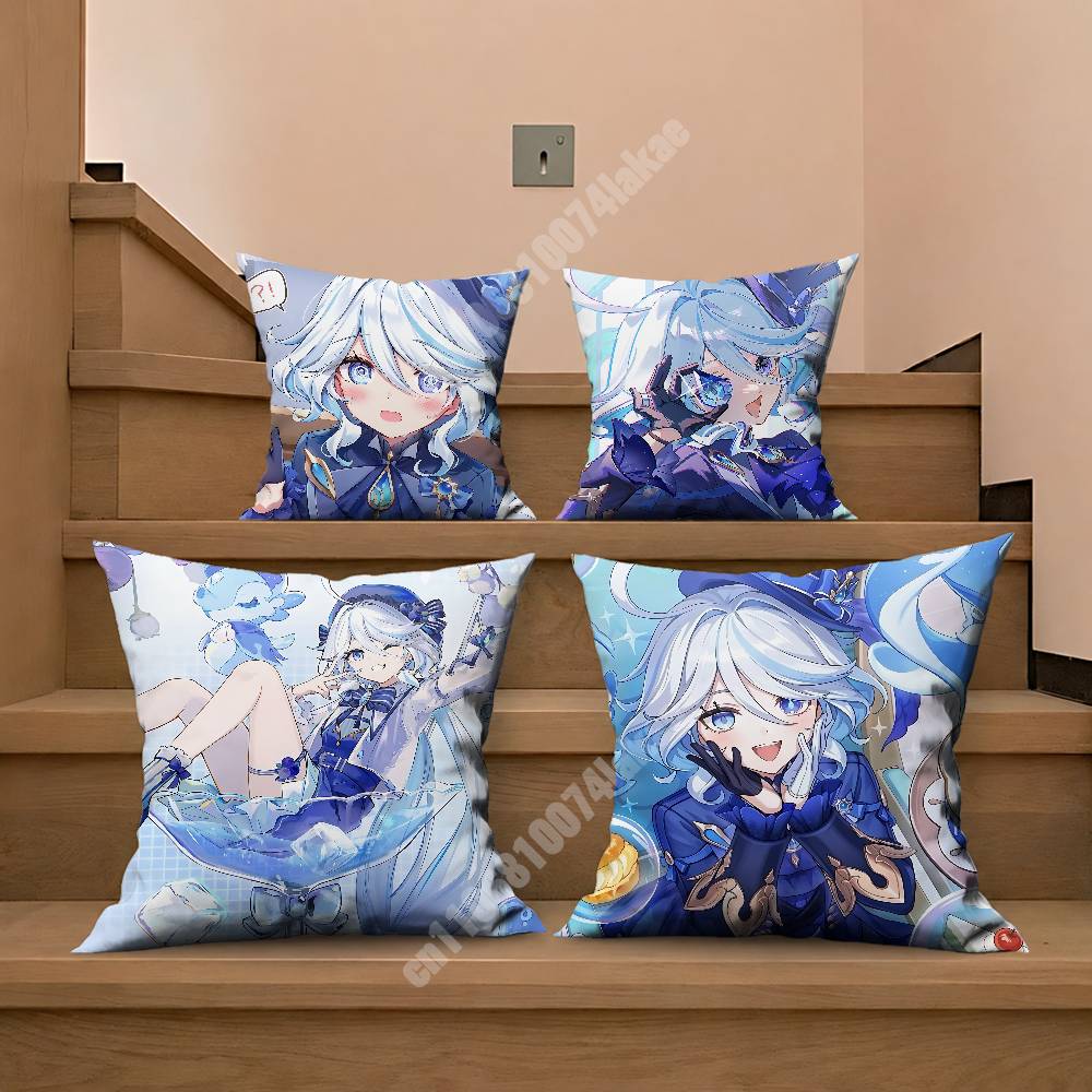 Genshin Impact Furina Hydro Archon Pillow Cover Sofa Couch Cushion Case Creative Workspace Accent Home Decor