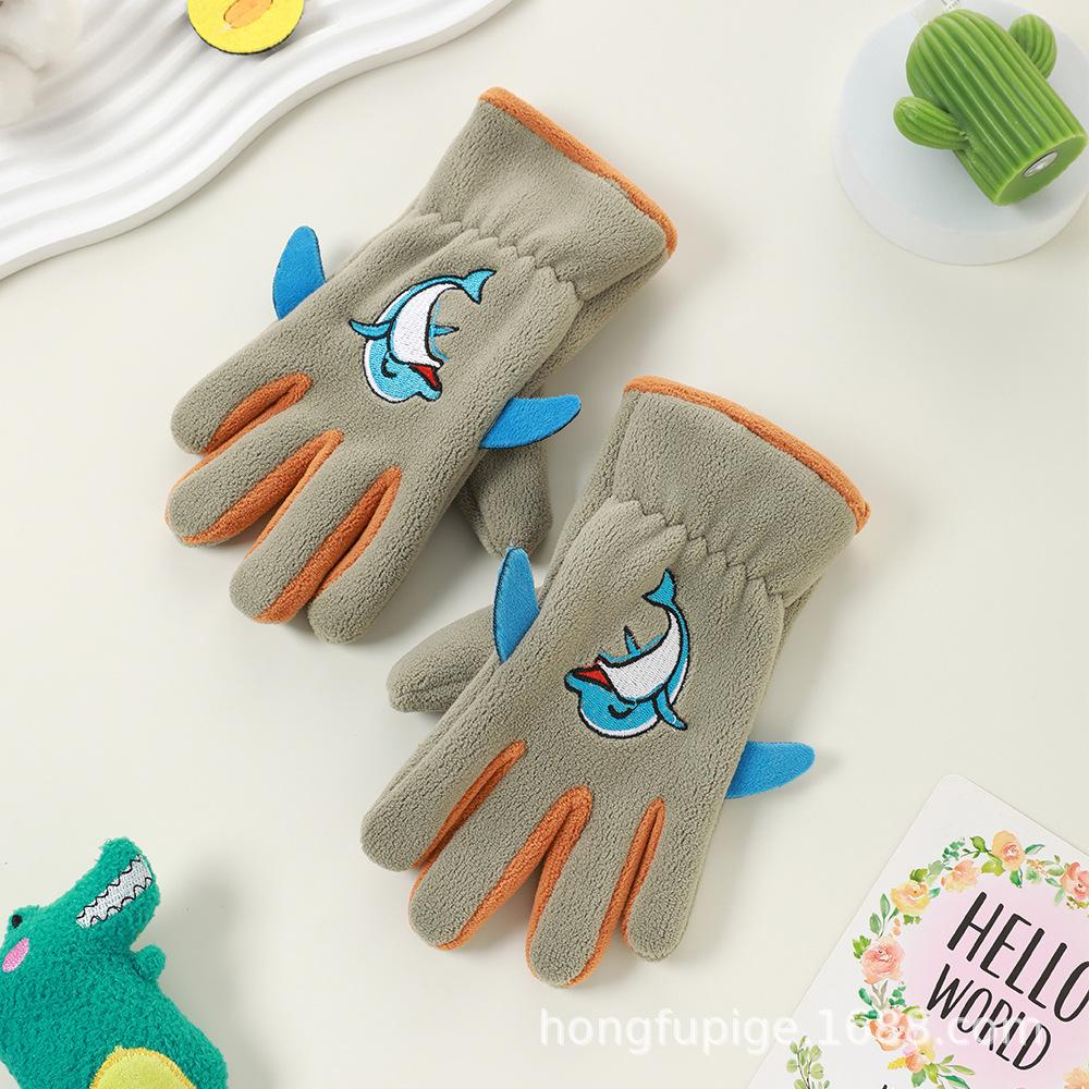 Add Fleece In Autumn and Winter Olympic Fleece Primary School Students Cycling Skin Friendly Outdoor Warm and Cold Proof Cute Gloves