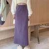 Bodycon A-Line Women's Black Knitted Maxi Skirt Autumn Winter High Waist Slim-Fitting Ankle-Length Straight Skirt
