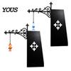 Retro Wrought Iron Wall Bracket Vintage Hanging Stand, Decorative Hook Rack for Small Iris Top Decoration Ornaments, Black Display Holder
