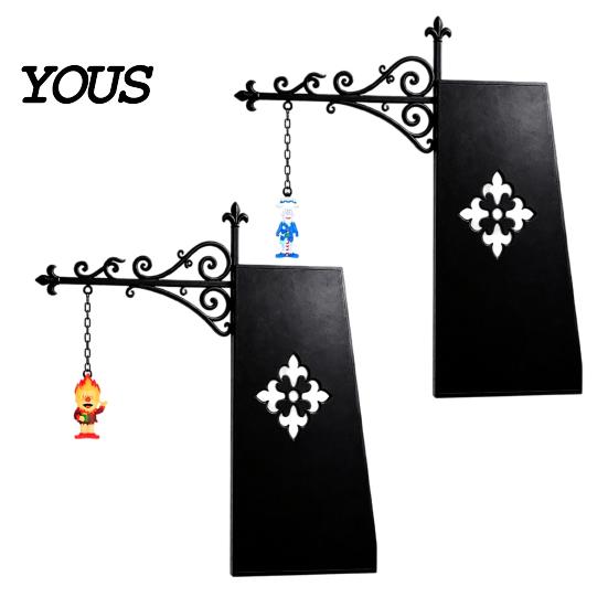 Retro Wrought Iron Wall Bracket Vintage Hanging Stand, Decorative Hook Rack for Small Iris Top Decoration Ornaments, Black Display Holder