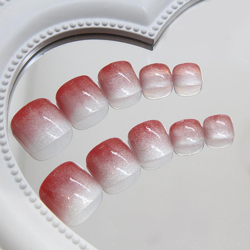 Cat's Eye Nail Patch Fine Flash Wearing Nail Fine Flash Removable Toenail Patch Foot Nail Patch Nail Patch 24 pieces
