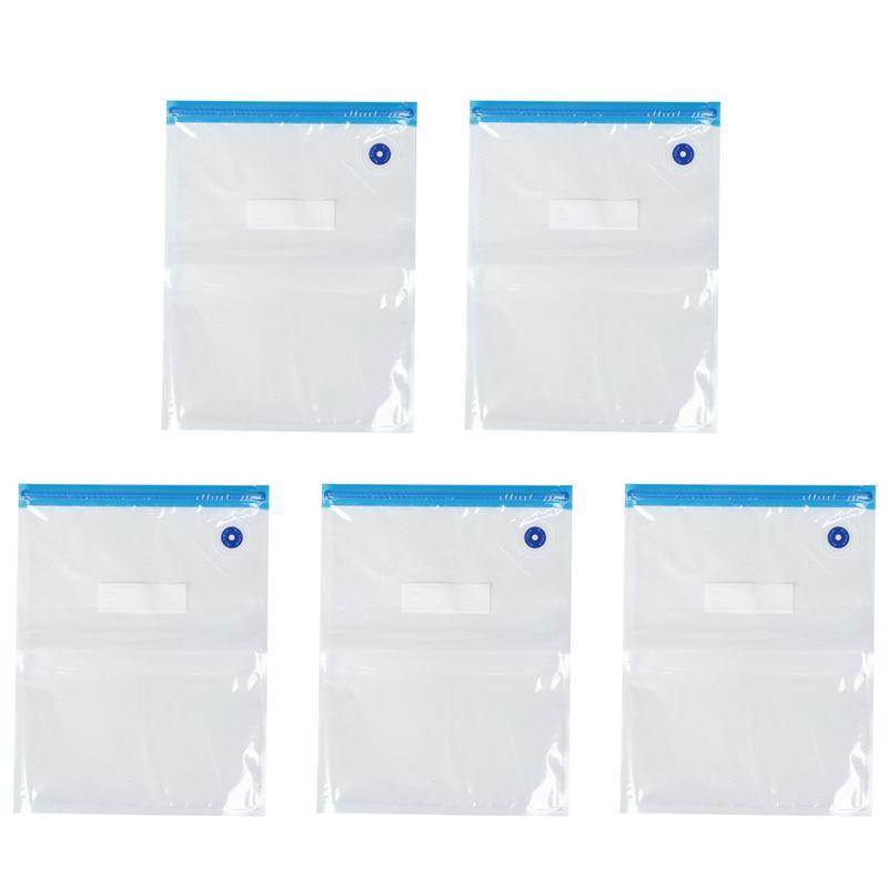 5PCS Vacuum Food Storage Zipper Bags For Electric Handheld Vacuum Sealer Pump Reusable Portable 26 X 34 Cm