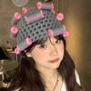 Thick Hair Curler Knitted Hat Warm Curly Hair Yarn Beanie Creative Pullover Cap  Outdoor