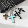 Stainless Steel Men'S Necklace Cross Turquoise Natural Tiger Eye Sweater Chain Pendant Pn-2224