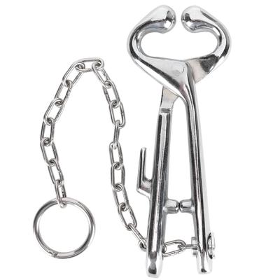 Cow Nose Pliers Stainless Steel Cattle Nose Ring Pliers with Chain Cattles Traction Clamp