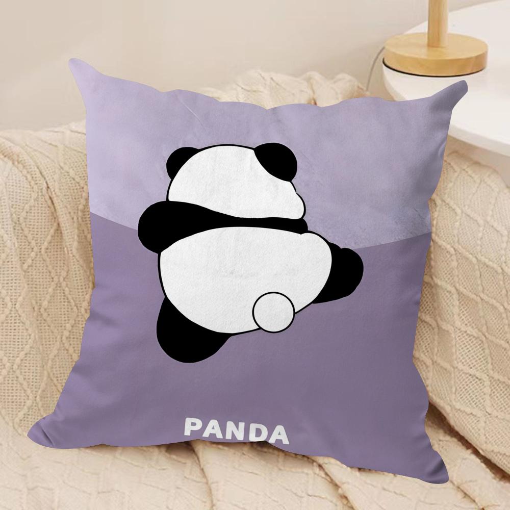 Lovely Panda Cushion Cover Soft Plush Fabric DoubleSided Printed Sofa Cushion Cover for All Seasons Home Decor Gift