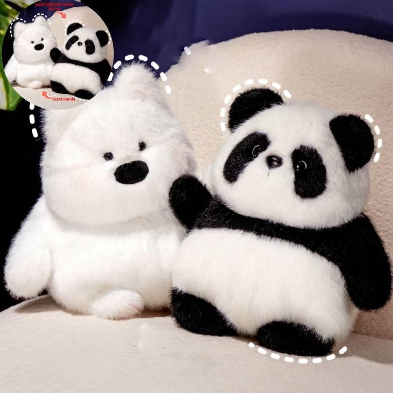 Adorable Reversible West Highland White Terrier Panda Plush Toy For Kids Birthday Gifts