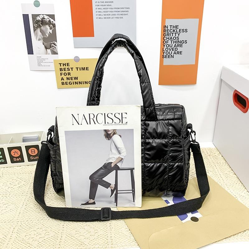Tasche Damenmode Pendler Große Kapazität Eine Schulter Umhängetasche Koreanische Version Kleine Menschenmenge Plaid Baumwolle Anzug Handtasche