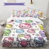 Hello Kitty Cute Pattern Bedding,Quilt Set Quilt Cover Pillowcase Home Birthday Gift(1 * Duvet Cover + 2 * Pillowcase, Without Core)