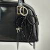 Stylish Imitation Pearls Beaded Bowknot Shaped Keychain Bag Ornament Butterfly Knot Jewelry for Purses and Accessories