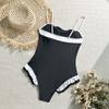 Maillot de bain une pièce sexy pour femme, couleur unie, à volants, coupe ajustée