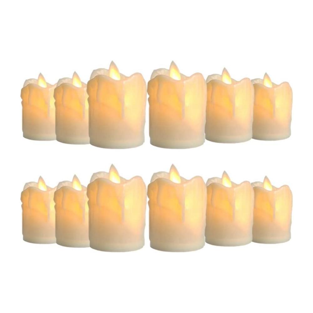 

12 шт. светодиодных электронных свечей на батарейках, светодиодный ночник, беспламенный чайный светильник для рождественской свадьбы, садовой вечеринки, декора