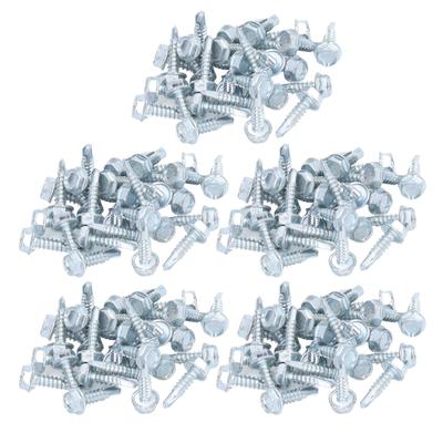 250Pcs Self Drilling Screw Zinc Plated Carbon Steel Fasteners for Sheet Metal Wood Work M4.8x19 Hex Head