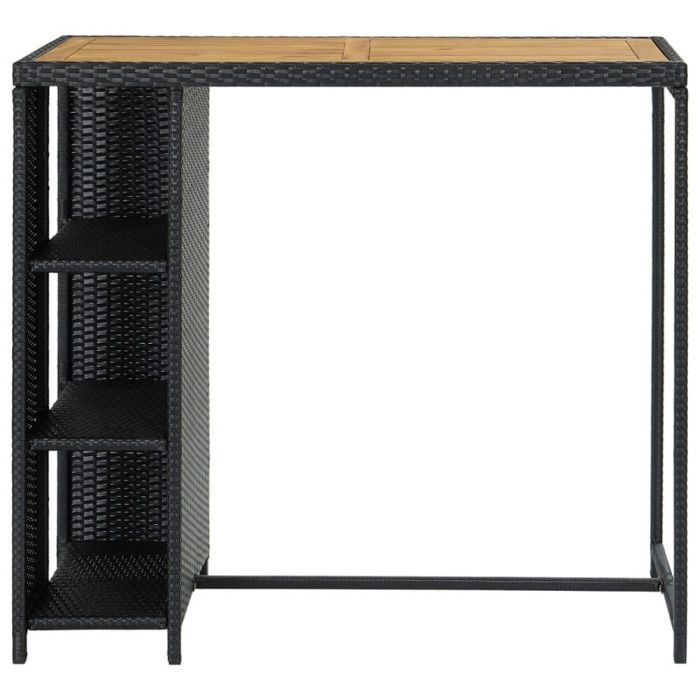 VidaXL Table de bar avec rangement Noir 120x60x110 cm Résine tressée