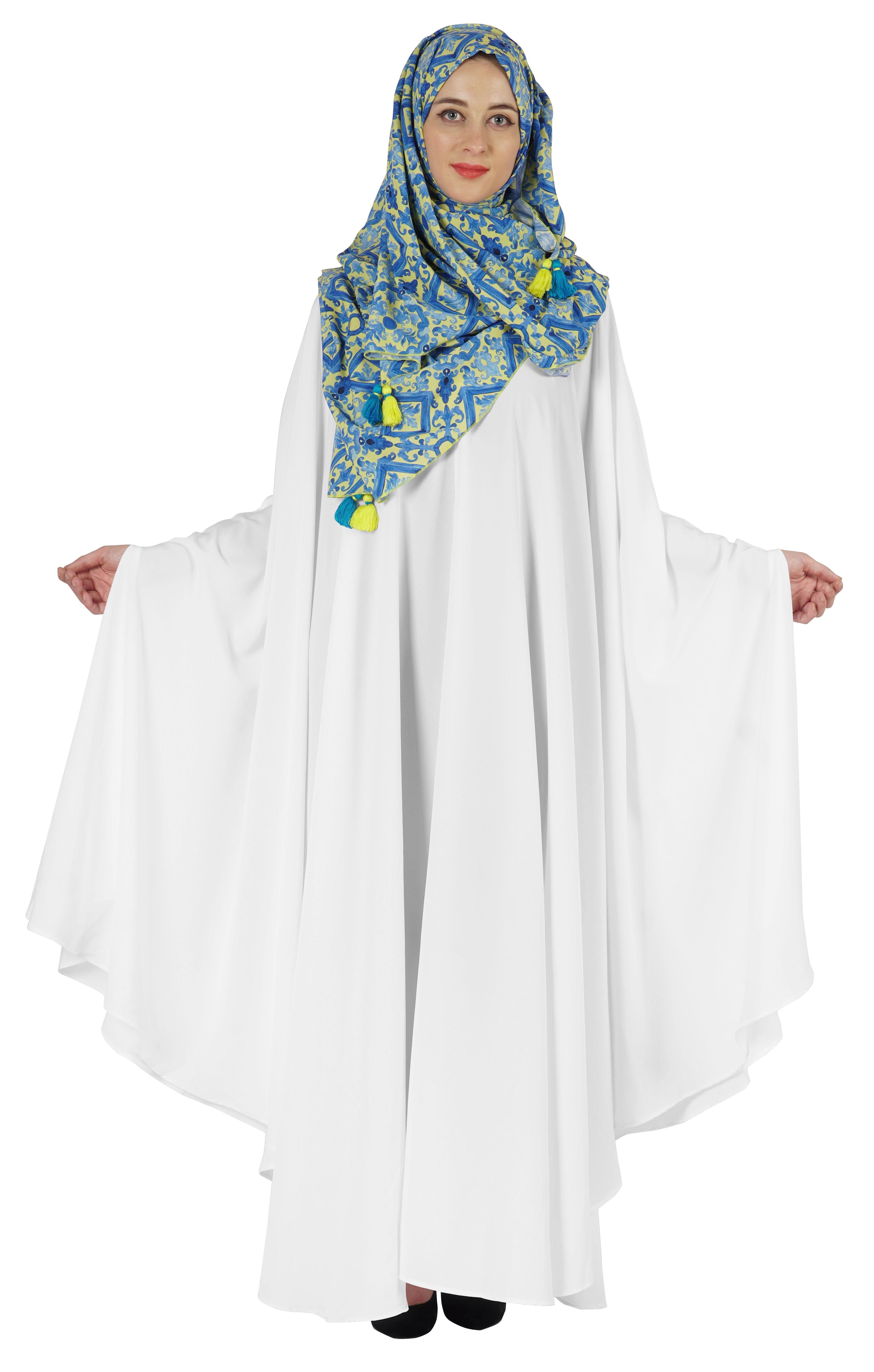 

Bimba Суцільна абая з хіджабом, довга сукня з ісламською молитвою для жінок, кімоно з рукавами XX-Large білий