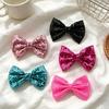Hairpin Safety Rounded Corner Clip with Burr-Free Metal Spring Bow Shape Shiny Sequin Decoration Hairpin Children Sparkling Hair Accessory