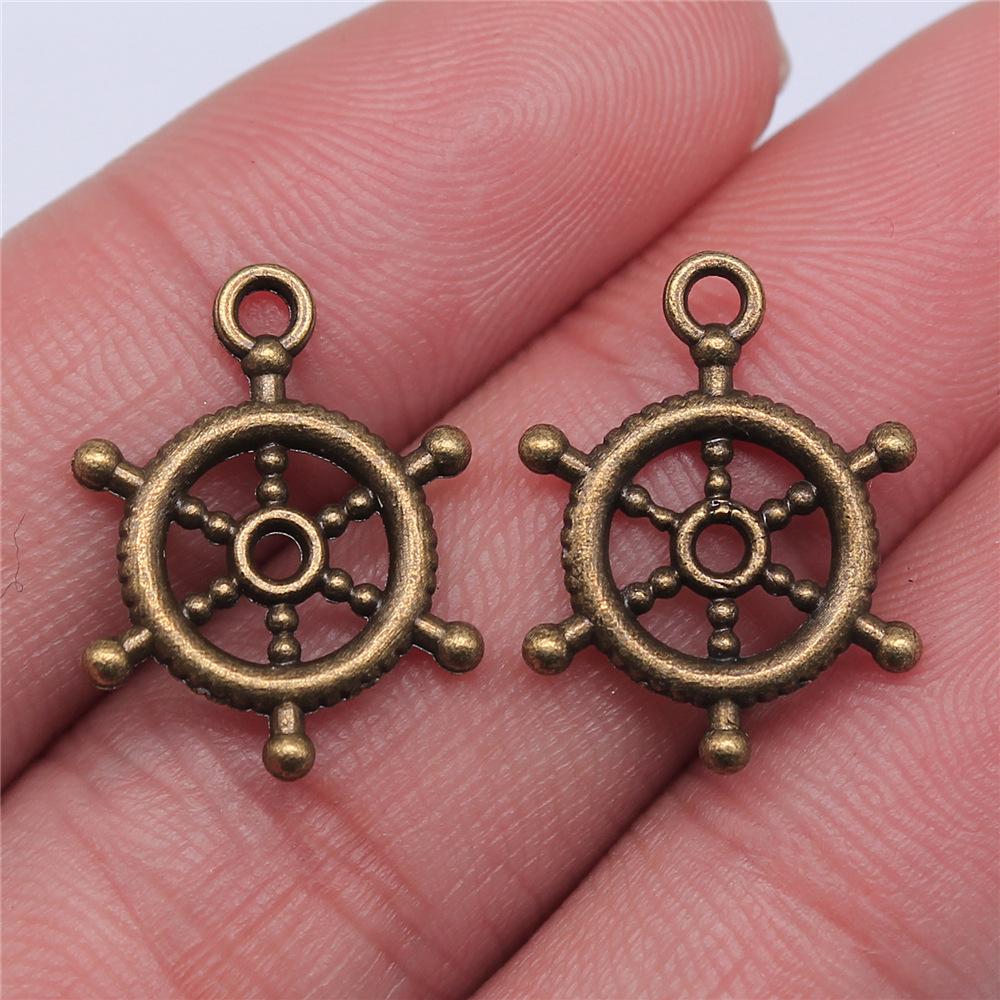 20pcs Life-Ring Ships Wheel Helm Rudder Sailboat Charms Tibetan Bronze Silver Color Pendants Antique DIY Handmade Craft