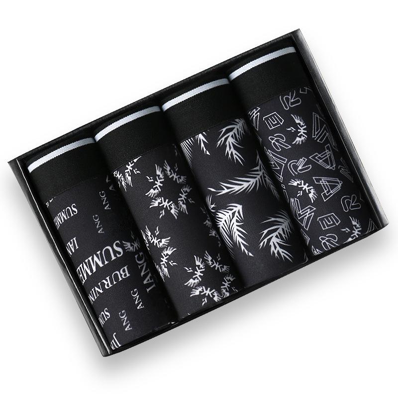 Men's Summer Ice Silk Plus Size Boxer Shorts - High Elastic, Wide Band, Trendy Printed Design