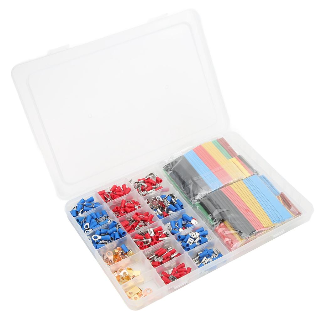 350pcs Cold Pressing Electrical Connectors Insulated Wire Crimp Terminals with 328pcs Heat Shrink Tubing for Electronics
