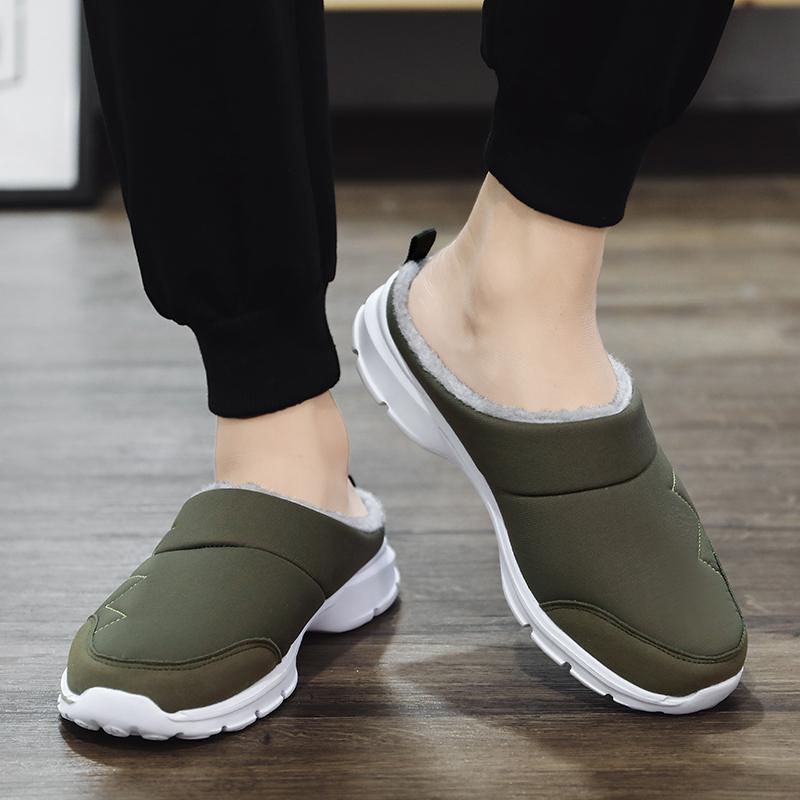 Men Women Plush Slippers Winter Indoor Outdoor Walking Shoes Warm Casual Flats Cotton Shoes Big Size 36-48