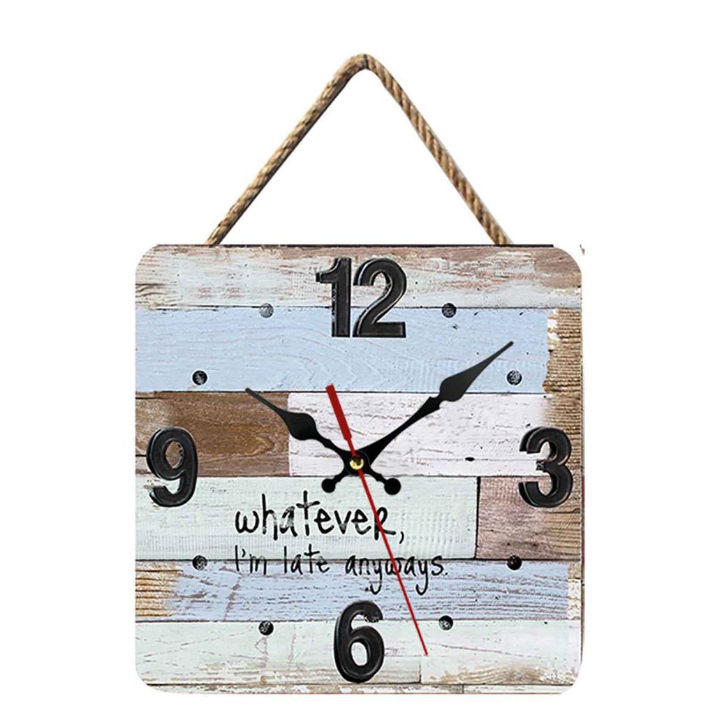 Wooden Square Wall Alarm Clocks Silent Non-ticking Battery Powered For Home Kitchen Living Room Office Decor