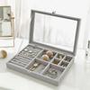 Hot Sales Fashion Portable Velvet Jewelry Ring Jewelry Display Organizer Box Tray Holder Earring Jewelry Storage Case Showcase