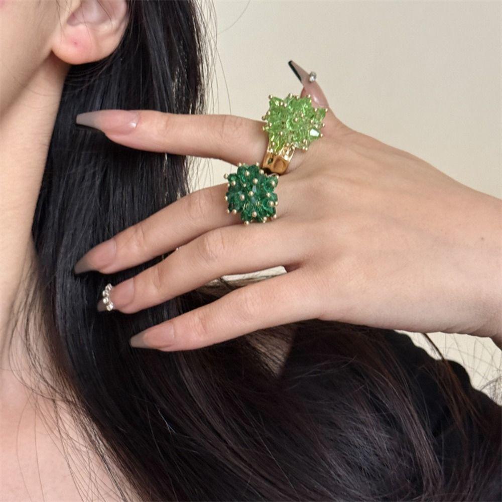 Korean Style Beaded Flower  Ring Firework Finger Buckle Personality Y2K Open Ring  Friend