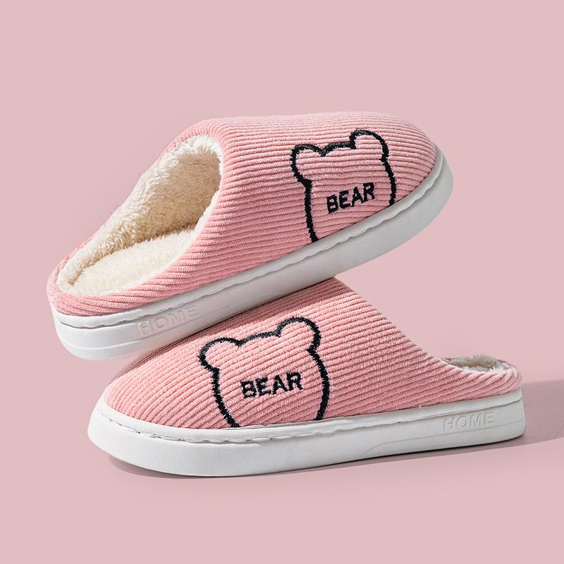 2025 autumn and winter new cotton slippers home indoor non-slip cartoon plush warm couple shoes