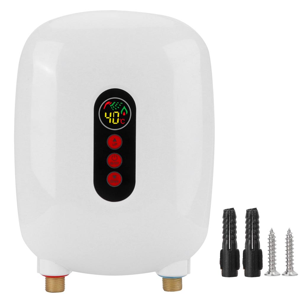 Tankless Water Heater Touch Screen LCD Electric Instant Hot Water Heater Bathroom 220‑240VWhite