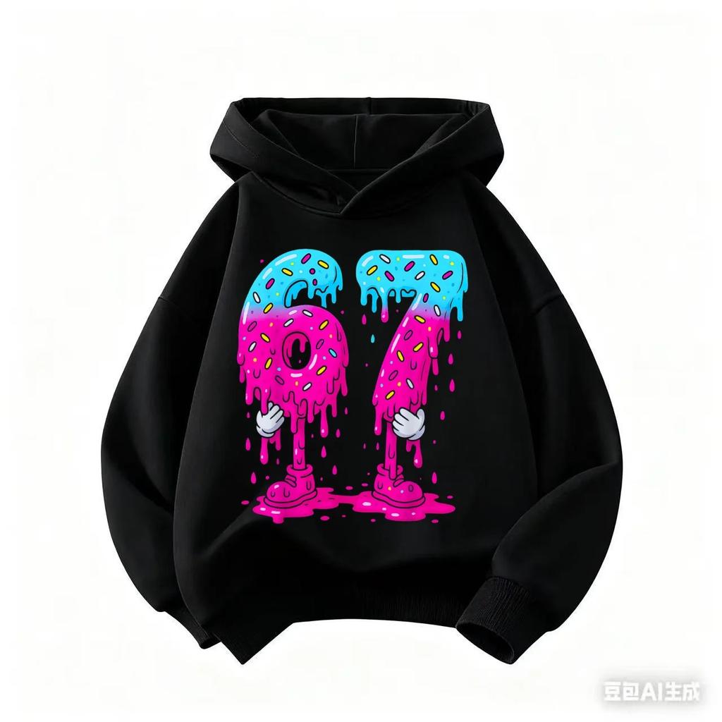 Autumn SIX SEVEN Funny Children Hoodies Level 67 Chaos Hooded Sweatshirt Kids Boy Girl Streetwear Graphic Casual Sport Pullover