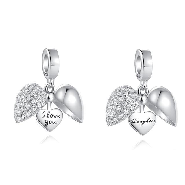 Summer New Open Heart I Love You Nan Dad Diy Bead Fit Original Charms Silver 925 Bracelet Jewelry Women Acessories