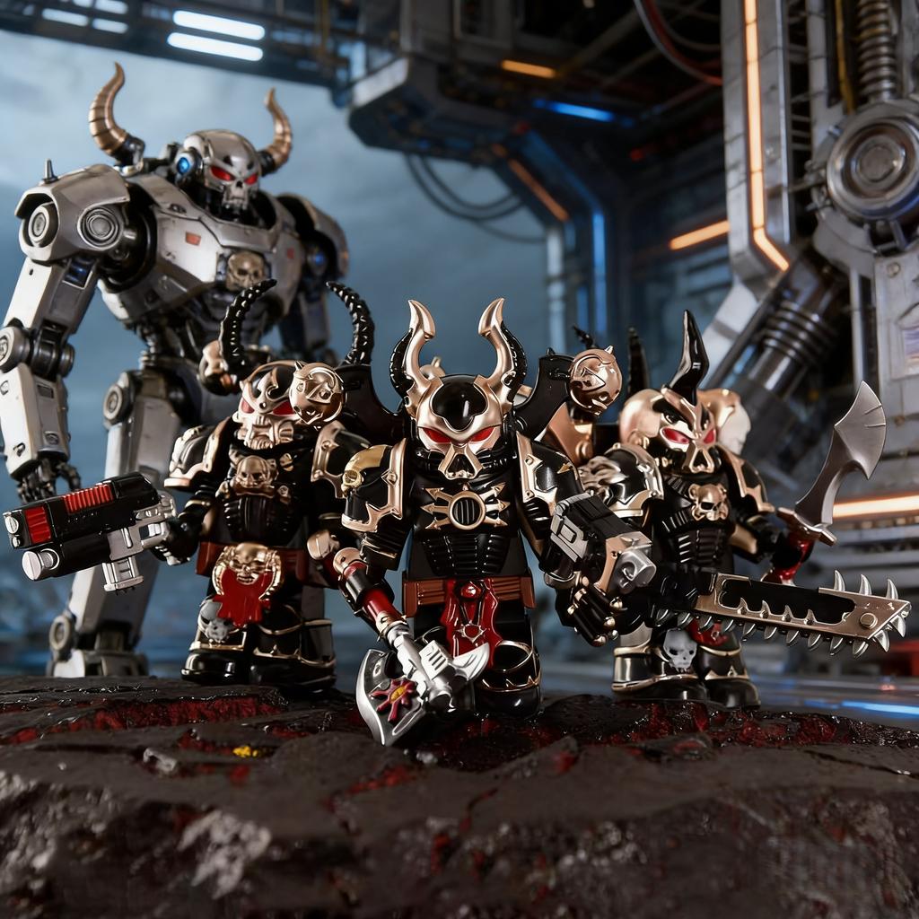 Mecha-Style Warrior Building Block Figurine, Fully Articulated with Weapon Set, Desktop Decoration Collectible