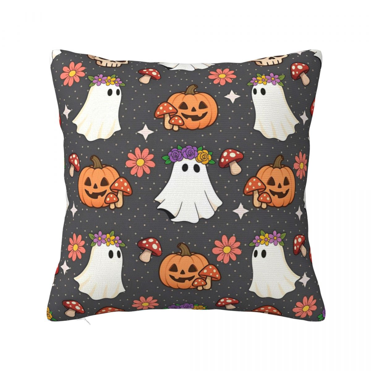 

Ghosts Mushroom Skull Square Pillow Cases Halloween Pumpkin Cushion Covers Decorative Throw Pillow Case Cover for Home 18 30x30cm 12x12in