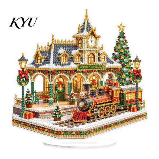 Educatieve Kunstactiviteit Kerst Faux Diamant Kit, Kerstman Sneeuwpop Hangend Ornament DIY Huisdecoratie Projecten Acryl Hanger met Strass Steentjes Knutsel Kit