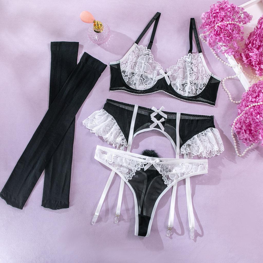 Sexy Dessous Fünfteiliges Set Sexy BH Set Krankenschwester Uniform