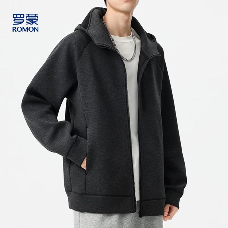 ROMON Men's Fleece Lined Air Layer Hooded Cardigan Jacket