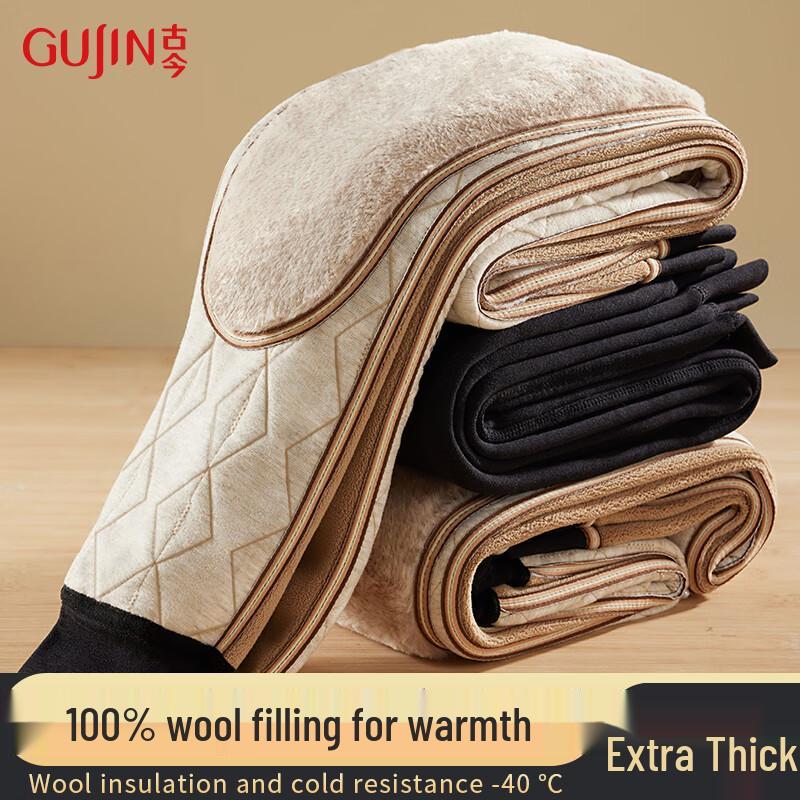 

Мужские термобрюки Gujin из 100% шерсти, очень толстые 2XL