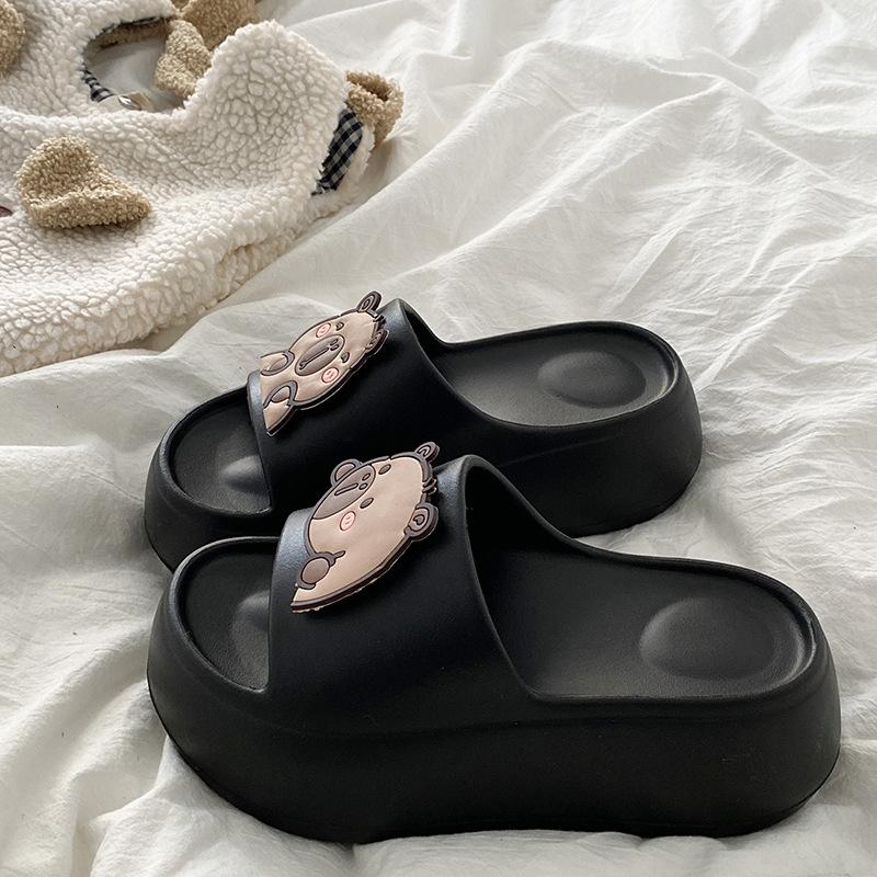 

Капибара Женские тапочки Мода Милые Удобные Домашние Повседневные Туфли 2025 Нескользящие Сандалии для ванной Мультяшные Уличные Пляжные Туфли 39-40 чёрный