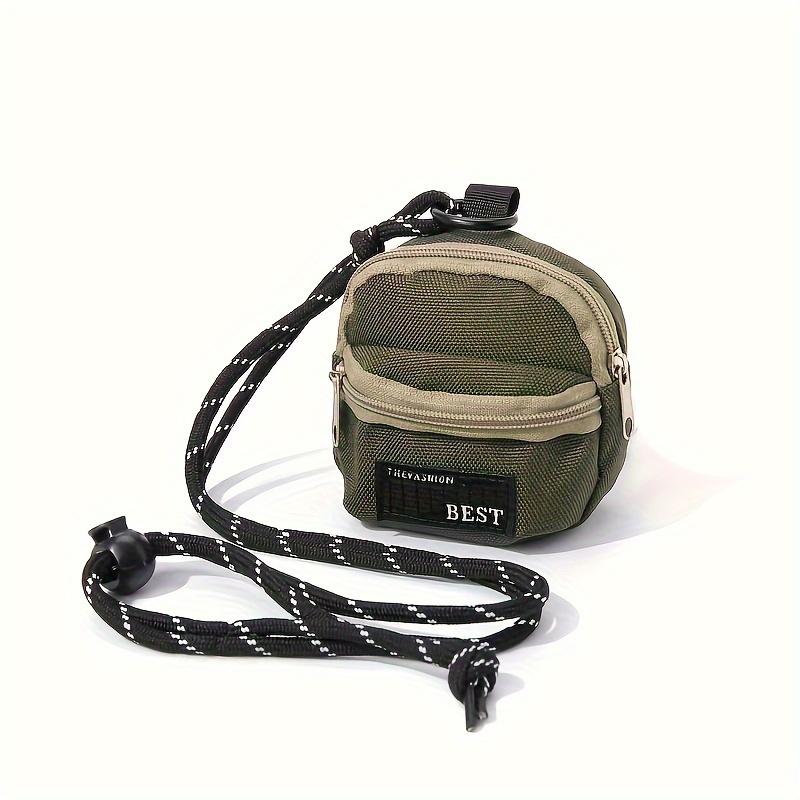 1PC Polyester Mini Tech Pouch, Portable Neck Bag w/ Strap for Earphones Outdoor Travel Gift