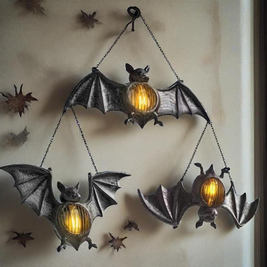 Halloween Bat Pendant Garden Courtyard Decoration Horror Porch Bat Sculpture Bar Party Holiday Gift Halloween Outdoor Decor
