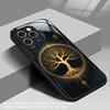 Mystic Golden Tree Pattern White Glass Phone Case - Light Luxury  for iPhone 16 Pro Max 17 17 Air 17 Pro 11 12 13 14 15 16 7