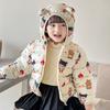 boy's and Girls' warm cotton-padded clothes winter baby girl thickened short cotton-padded hooded jacket children's autumn cute cartoon print coats