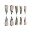 Christmas Holly Rhinestone Stiletto Nails - White Edge French Design, Long Lasting, Holiday Nail Art