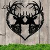 Outdoor Garden Hanging Decorations Metal Deer Heart Wall Decoration, Silhouette Couple Ornaments, Animal Art Decor for Living Room Sculpture