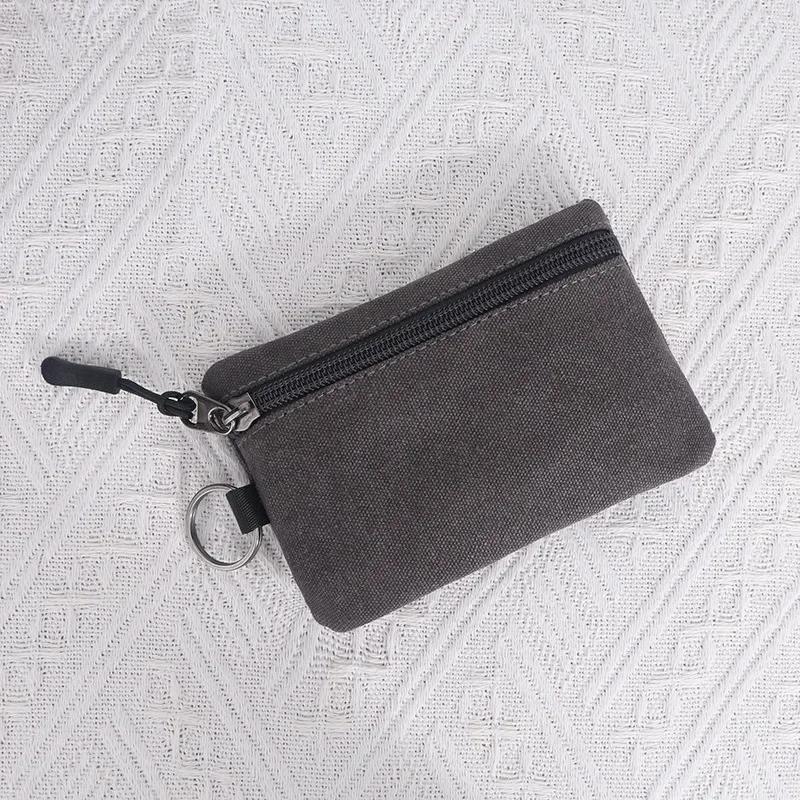Bolsa de Lona Mini Porta-Moedas Cor Sólida Zíper Porta-Chaves Bolso para Dinheiro Carteira Mulheres Homens Pequeno Porta-Cartões Porta-Moedas
