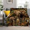 Elephant In Autumn Forest Blanket Flannel Blanket for bed, sofa, Camping, Hiking, Picnic Essentials, gift for family Fan gifts
