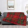 Manta de Tartán Rojo Clan Stewart, Manta de Franela Ultra Suave a Cuadros Ligera Decoración del Hogar Manta de Forro Polar para Hombres Mujeres Niños