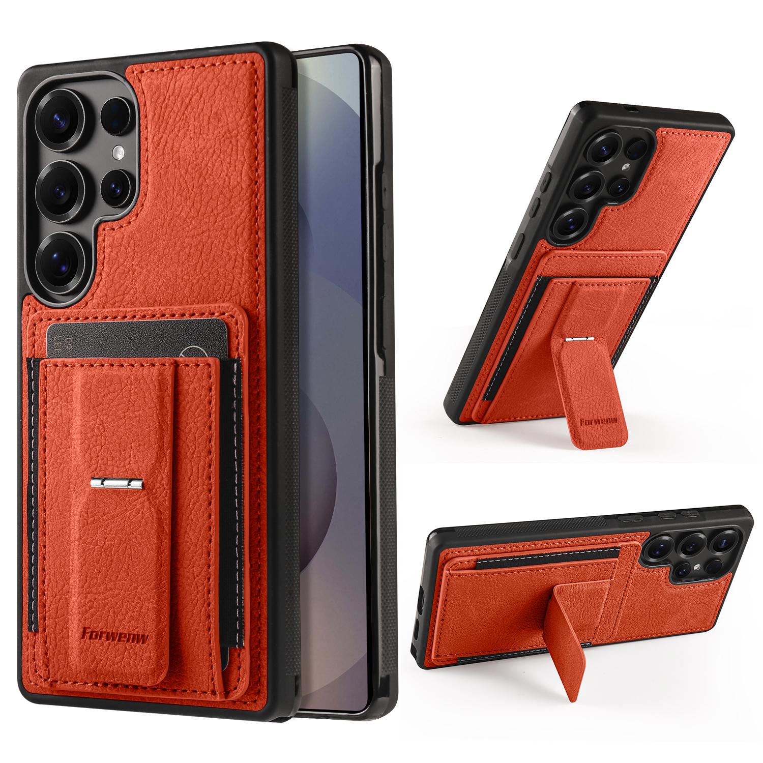 

Business Leather Phone Case For Samsung S26 Ultra S25 S24 S23 FE S22 Plus A37 A57 A17 A36 A56 A16 A15 A35 A55 Card Bracket Cover Galaxy S25 Ultra помаранчевий